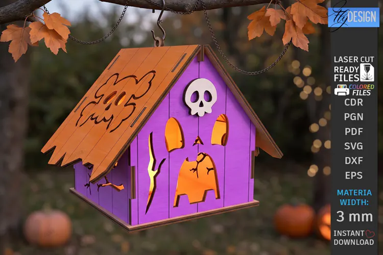 Halloween Haunted House Lantern Laser Cut | Candle Holder