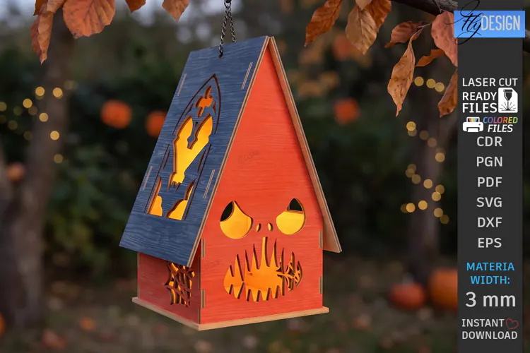 Halloween Haunted House Lantern Laser Cut | Candle Holder