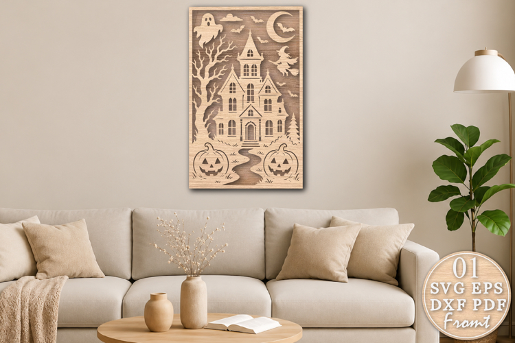 Halloween Haunted House SVG Laser Cut