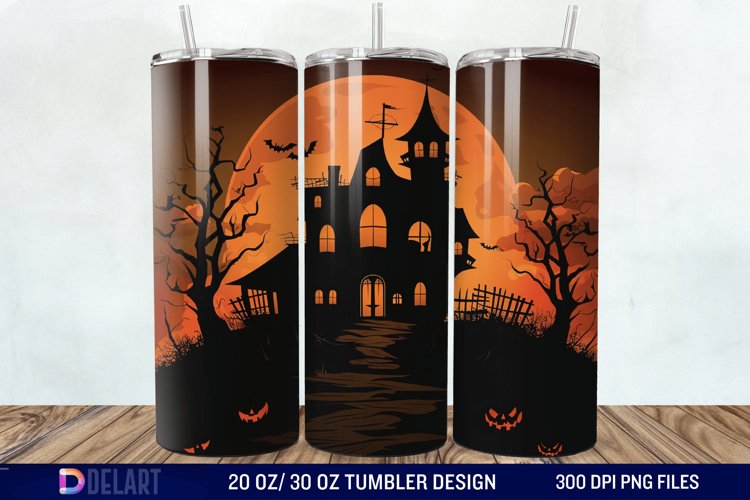 Halloween Haunted House Tumbler Wrap
