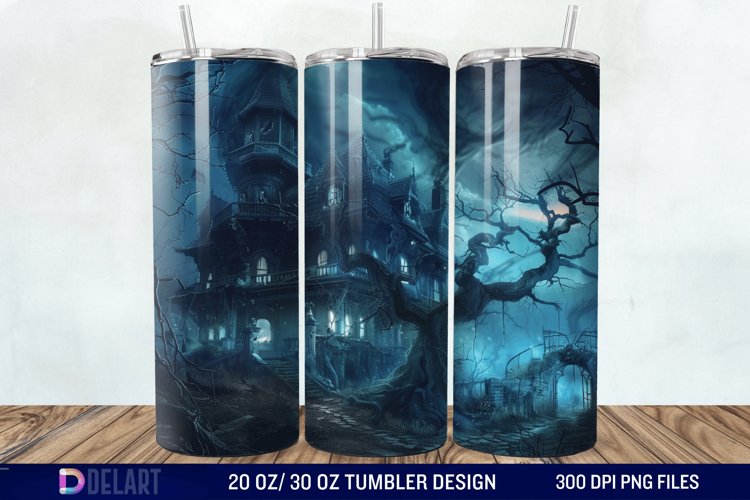 Halloween Haunted House Tumbler Wrap