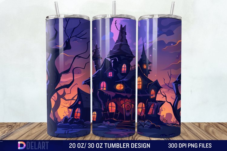 Halloween Haunted House Tumbler Wrap