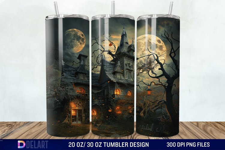 Halloween Haunted House Tumbler Wrap
