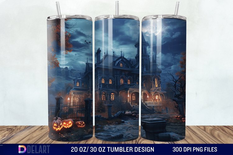 Halloween Haunted House Tumbler Wrap
