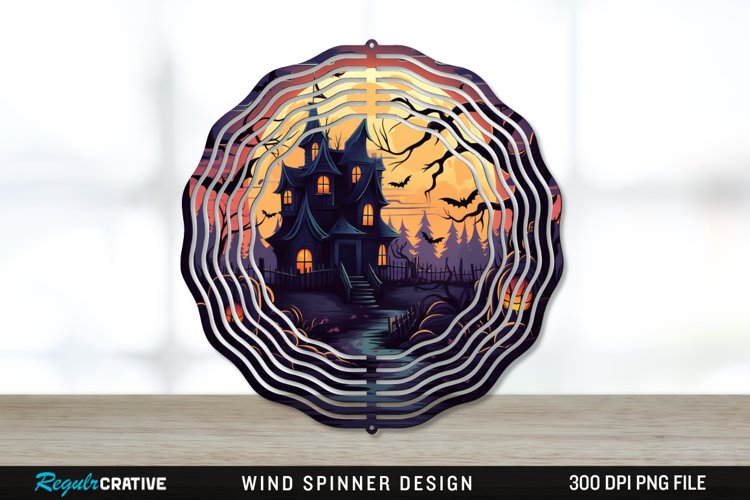 Halloween Haunted House Wind Spinner Sublimation PNG Design example image 1