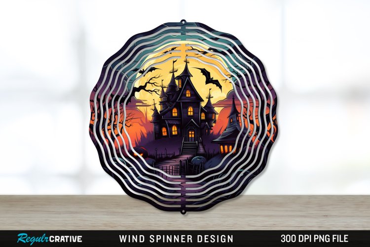 Halloween Haunted House Wind Spinner Sublimation PNG Design example image 1