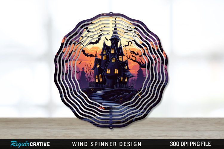 Halloween Haunted House Wind Spinner Sublimation PNG Design example image 1