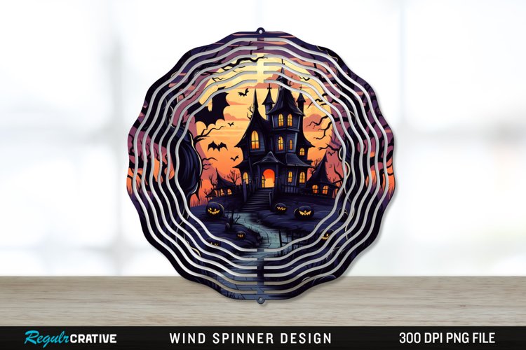 Halloween Haunted House Wind Spinner Sublimation PNG Design example image 1