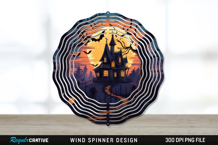 Halloween Haunted House Wind Spinner Sublimation PNG Design
