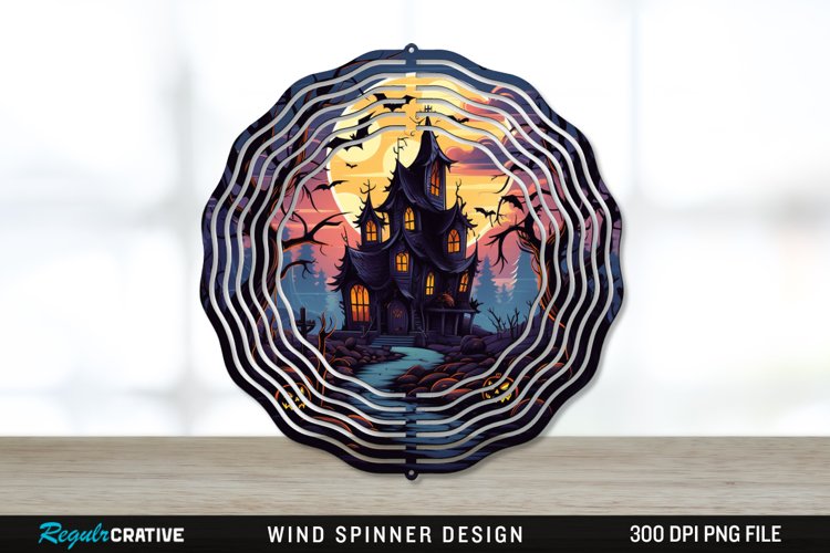 Halloween Haunted House Wind Spinner Sublimation PNG Design example image 1