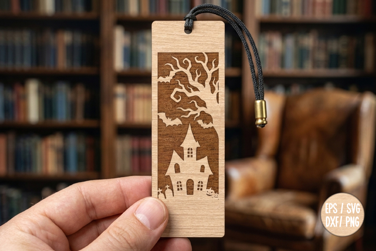 Halloween Haunted House Wooden Bookmark,Gothic Gift