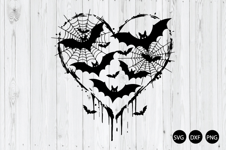 Halloween Heart SVG, Halloween Bats SVG, Halloween SVG