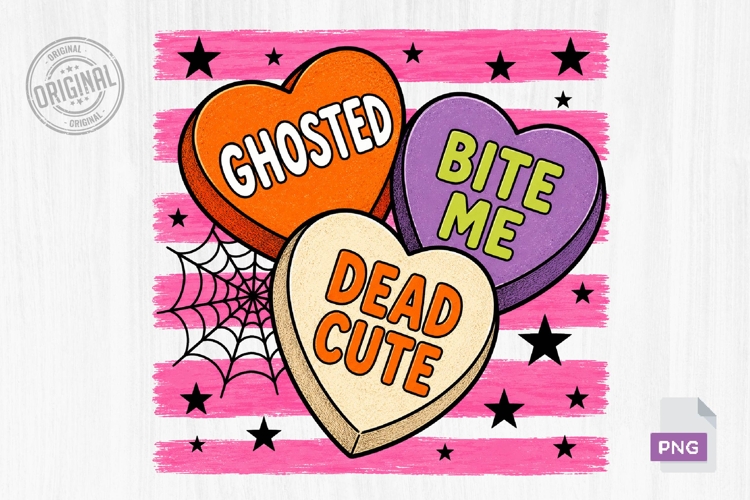 Halloween Heart Candy Stripes Brush PNG