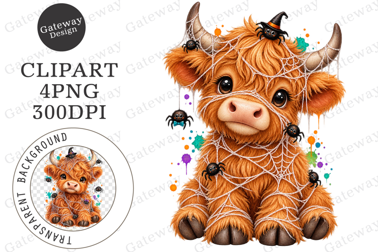 Halloween Highland Cow PNG