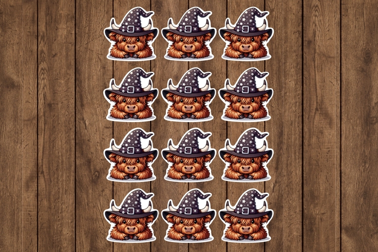 Halloween Highland Cow Stickers - PNG Sticker Sheet