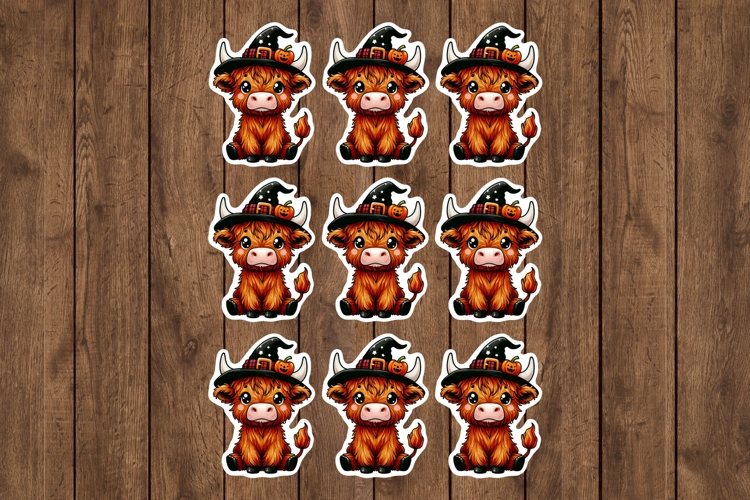 Halloween Highland Cow Stickers - PNG Sticker Sheet