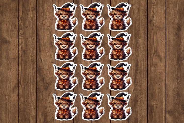 Halloween Highland Cow Stickers - PNG Sticker Sheet