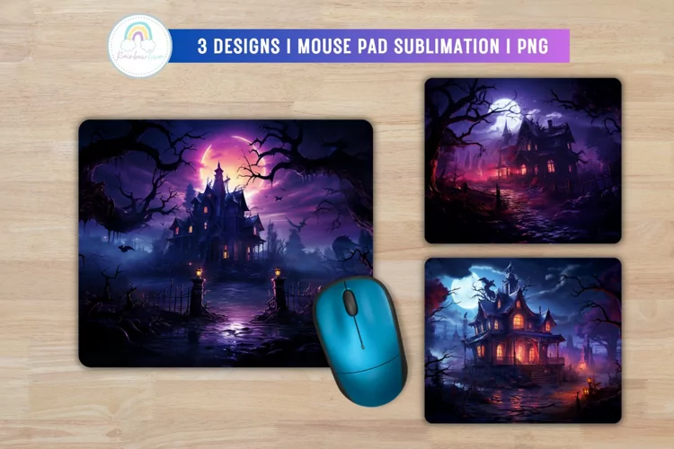 Halloween Hunted House Mouse Pad Sublimation