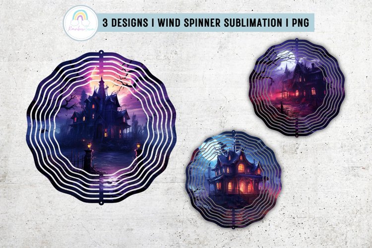Halloween Hunted House Wind Spinner Sublimation