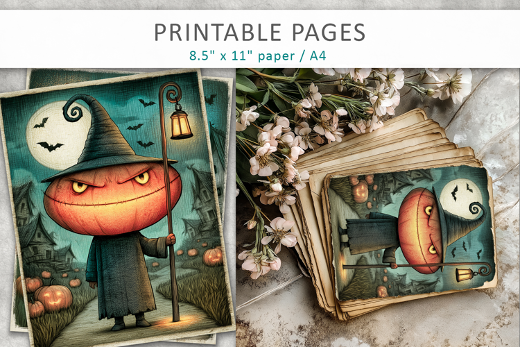 Halloween Junk Journal Pages, Spooky Scrapbook