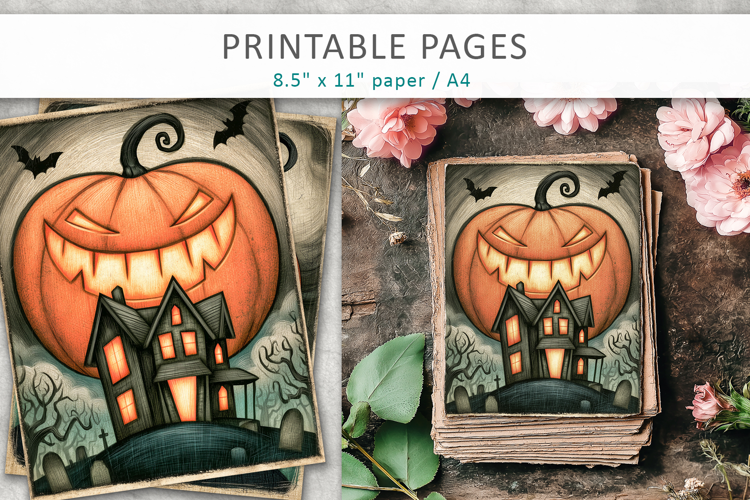 Halloween Junk Journal Pages, Craft Paper