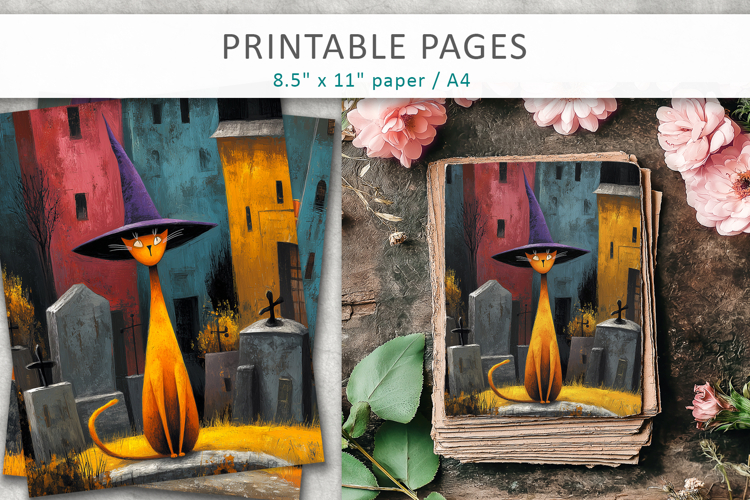 halloween pages, black cat papers
