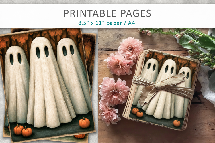 Halloween Junk Journal Pages, Halloween Ghosts