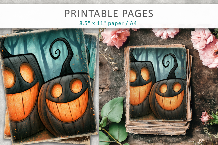 Halloween Junk Journal Pages, Halloween Pumpkins