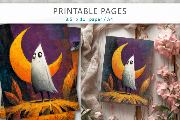 grunge halloween pages, cute ghost papers