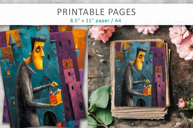 grunge halloween pages, kids scrapbook