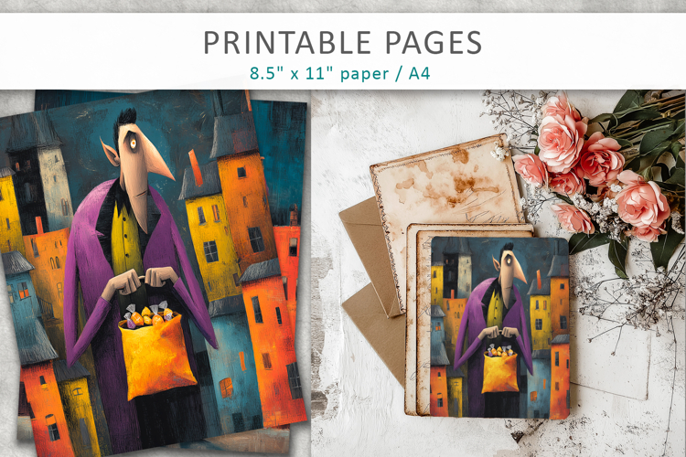 grunge halloween pages, dracula illustrations