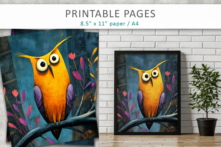 grunge owl illustration pages