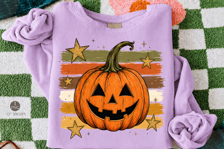 Halloween Jack OLantern PNG,Retro Striped Pumpkin