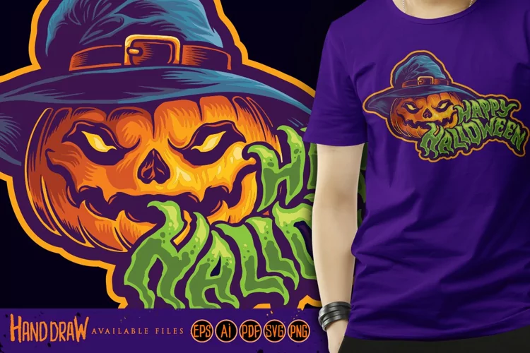 Halloween jack o lantern witch hat Typeface
