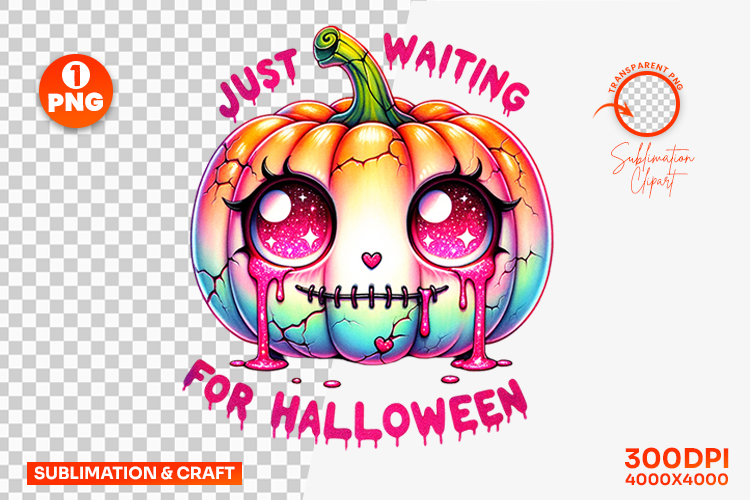 Halloween Just Waiting For Halloween Pumpkin Clipart PNG