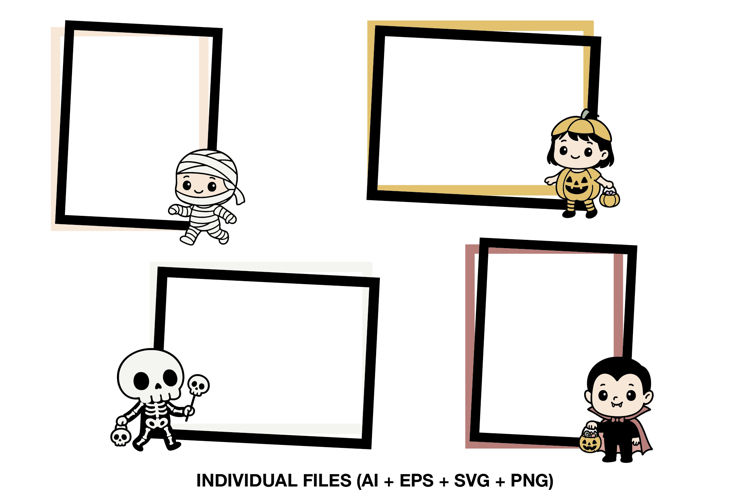 Cute Halloween Kids Frame, Printable Party Photo Frame