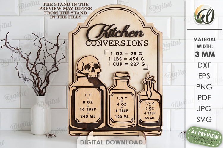 Halloween Kitchen Conversion Laser Cut. Kitchen Decor SVG