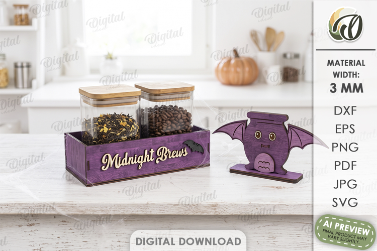 Halloween Kitchen Storage Box with Character Laser Cut