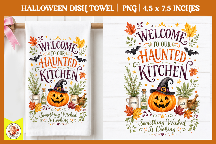 Halloween dish towel PNG| Cute Spooky Designs