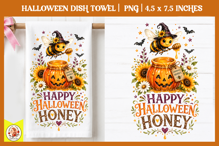 Halloween dish towel PNG| Cute Spooky Designs