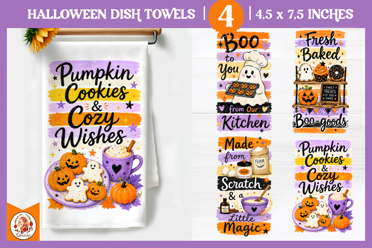 Halloween Baking Dish Towel Sublimation| Cute Spooky Designs