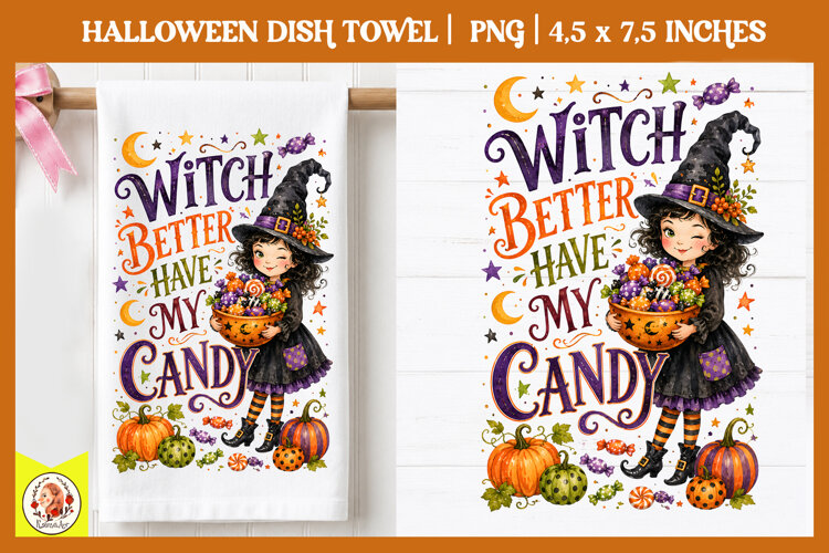Halloween dish towel PNG| Cute Spooky Designs example image 1
