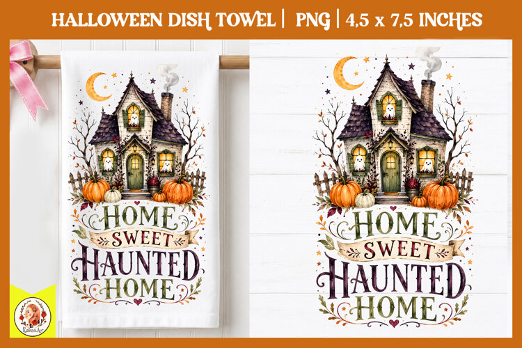Halloween dish towel PNG| Cute Spooky Designs example image 1