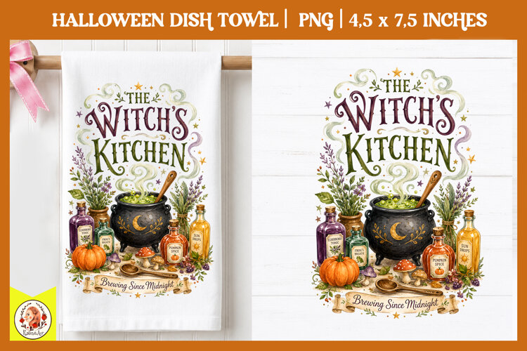 Halloween dish towel PNG| Cute Spooky Designs example image 1