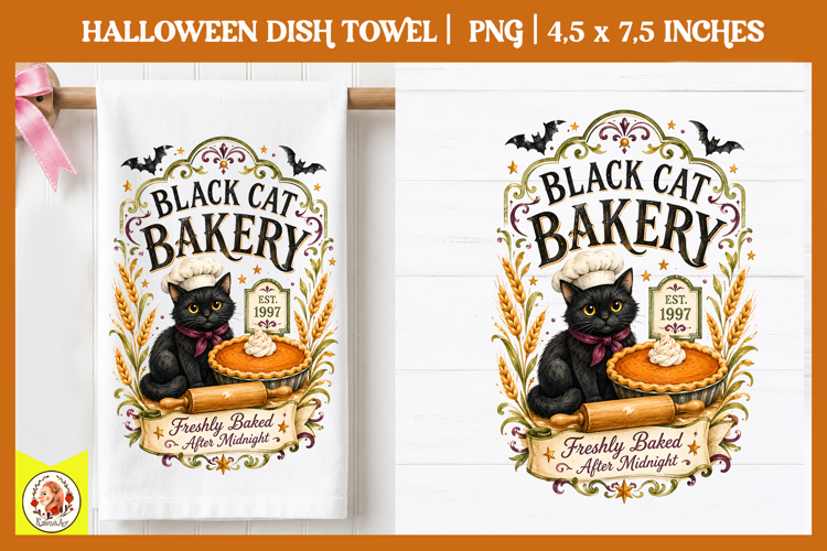 Halloween dish towel PNG| Cute Spooky Designs