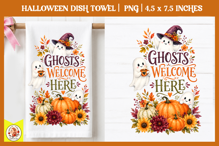 Halloween dish towel PNG| Cute Spooky Designs