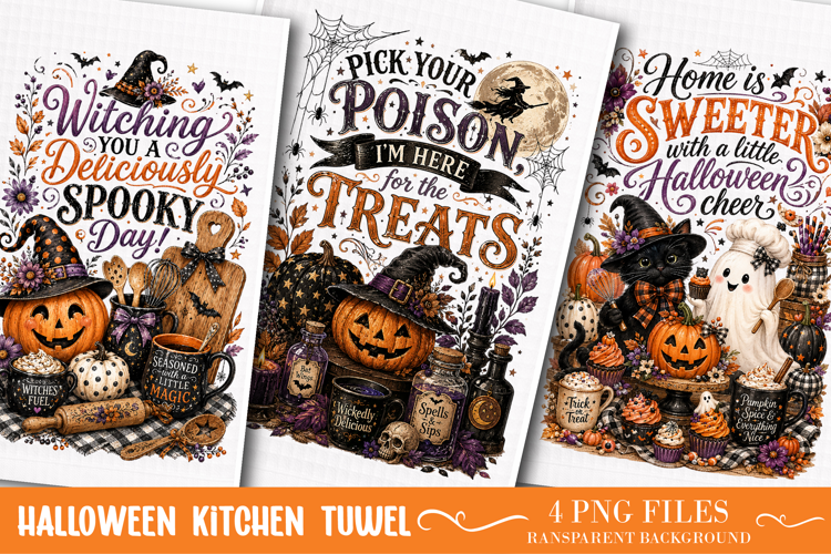 Halloween Kitchen Towel Sublimation Designs