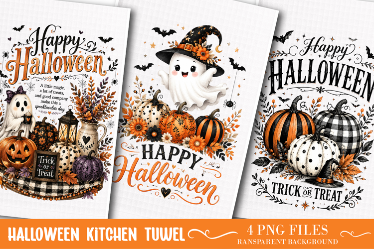 Halloween Kitchen Towel Sublimation Designs