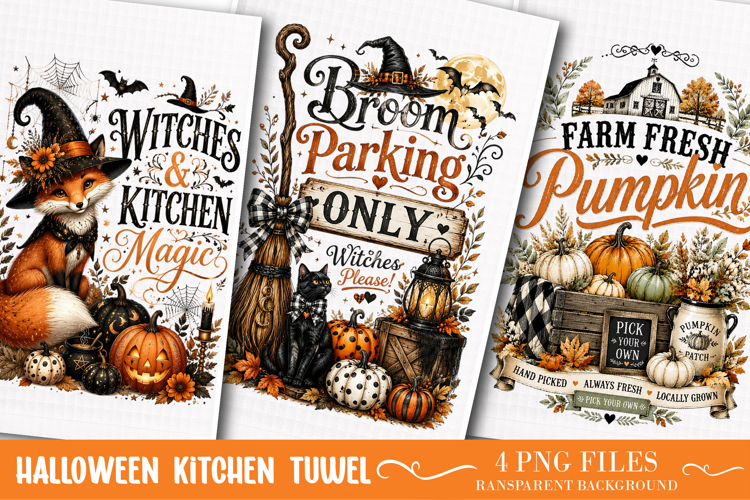 Halloween Kitchen Towel Sublimation Designs
