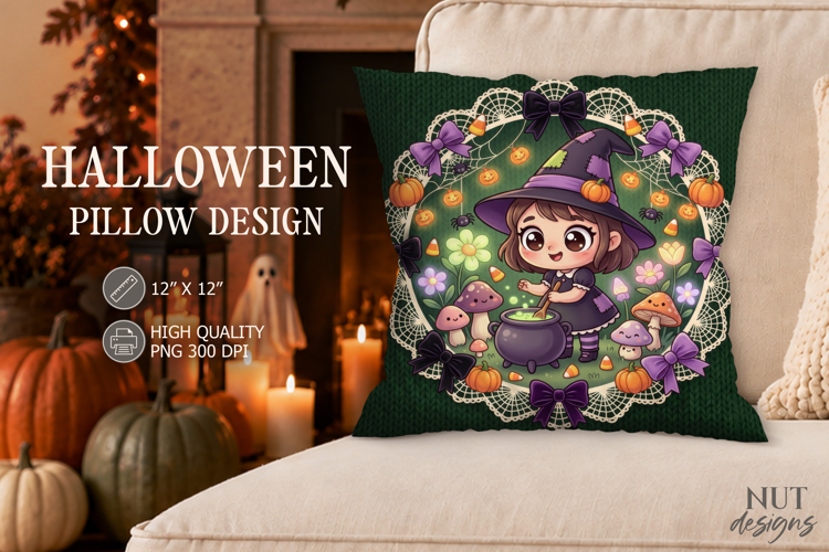 Cute Witch Halloween Pillow Witchy Halloween decor
